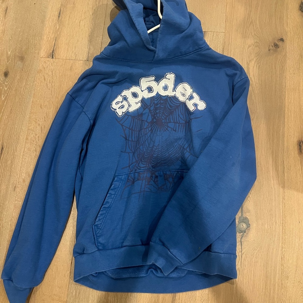 Blue Sp5der Hoodie with Web Design